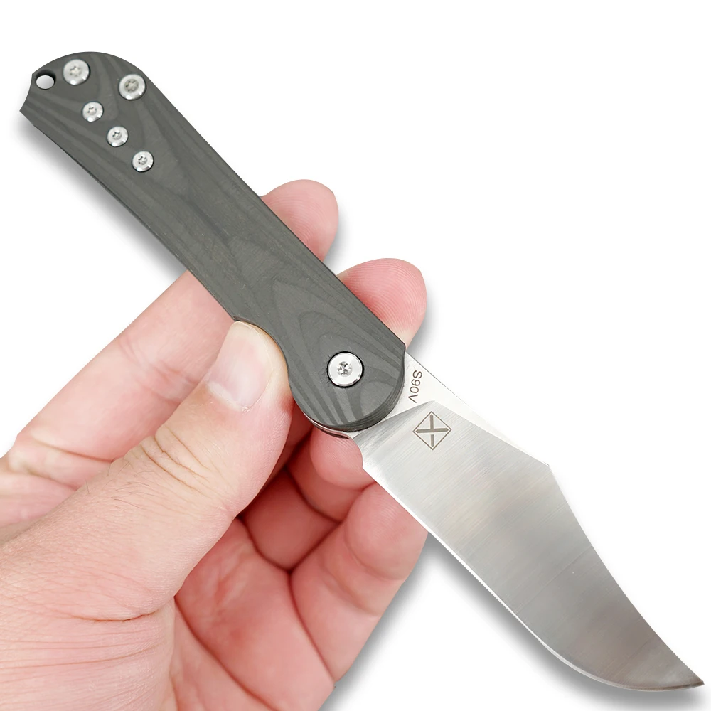 

TWOSUN KNIVES S90V blade folding Pocket Knife Camping tactical knife hunting tool Titanium Carbon Fiber EDC Front Flipper TS241