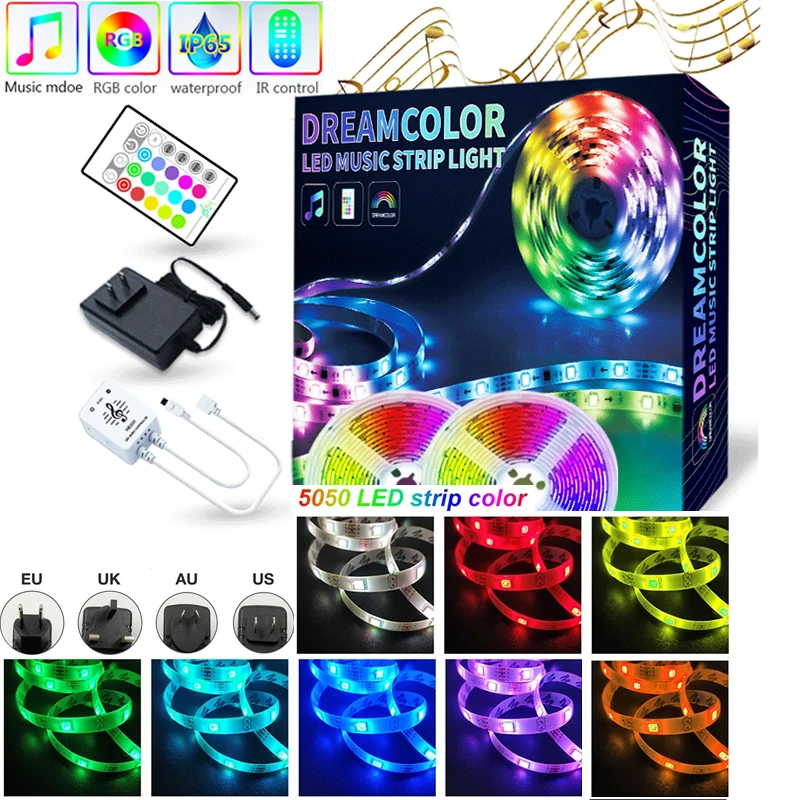 

24 key remote control LED Strip Lights 10M RGB 5050 SMD Flexible Ribbon Waterproof RGB LED Light 5M Tape Diode DC 12V Control