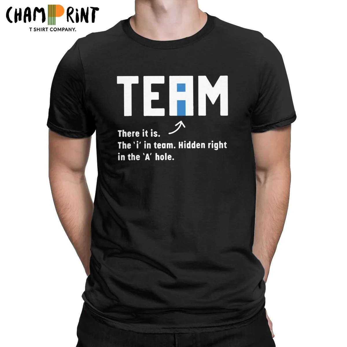 

Мужские футболки для команды It Is The I In Team, Повседневная футболка из 100% хлопка со скрытой в отверстии, футболка для команды, футболки с круглым...