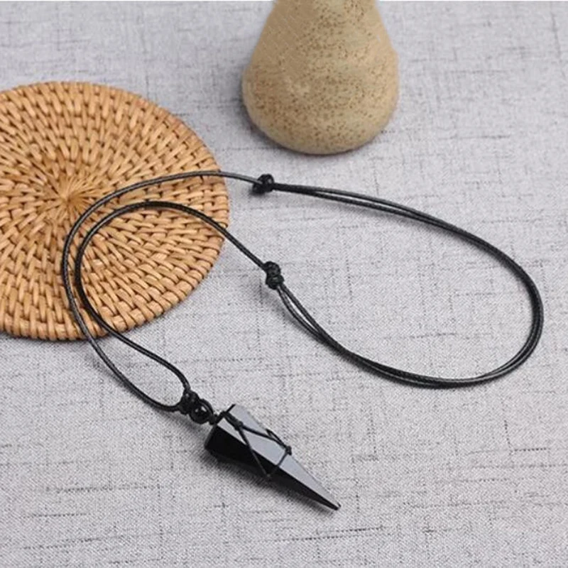 Натуральный обсидиановый маятник нефритовая подвеска ювелирные изделия