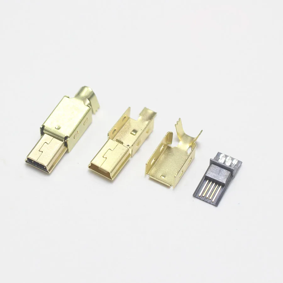 1 комплект мини USB 5 Pin сварочный штекер позолоченный 180 градусов разъем 3 в DIY