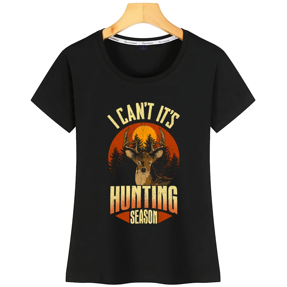 

Tops T Shirt Women Awesome Hunting Season Distressed Fit Black Short Tshirt