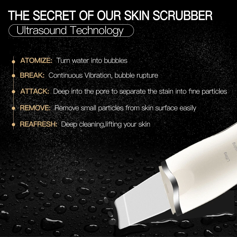 ультразвуковая чистка лица скруббер для удаления грязи и угрей морщин точечный