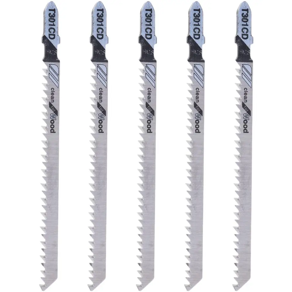 

5 Pcs T301CD HCS 116mm T-Shank Jig Saw Blades Clean For Wood Fast Cutting