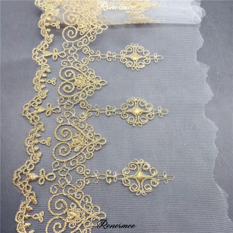 10 ярдов сетка вышивка полиэстер кружево золотая нить мягкий тюль аксессуары для