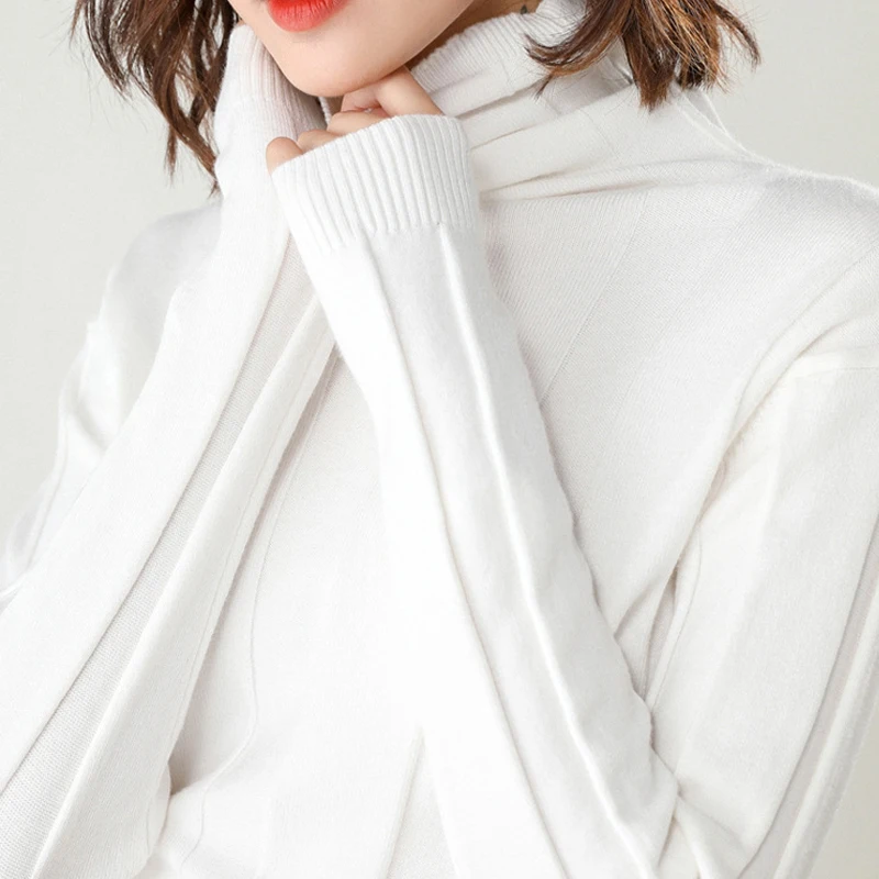 Осенне-зимний длинный свитер женский 2020 однотонный вязаный пуловер с длинным