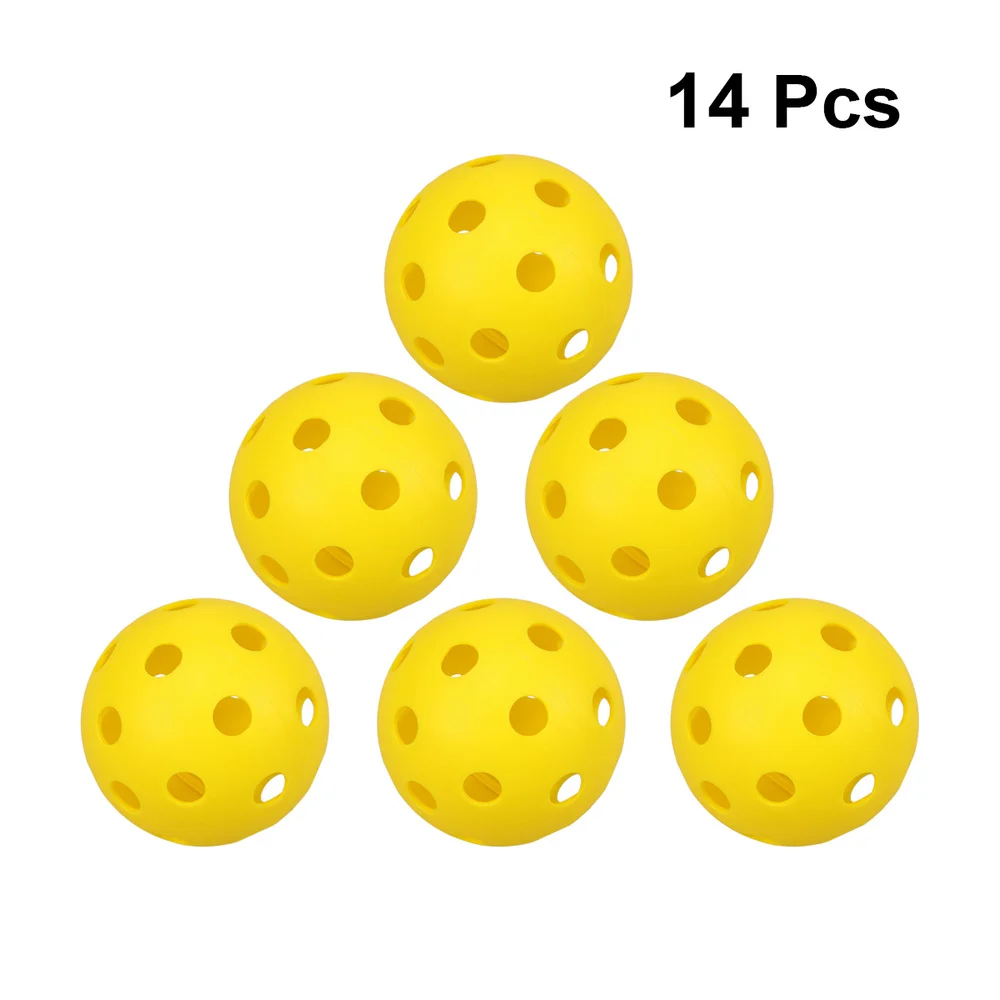 

14pcs Balls Yellow Pickleball with Holes for Indoor and Outdoor Courts