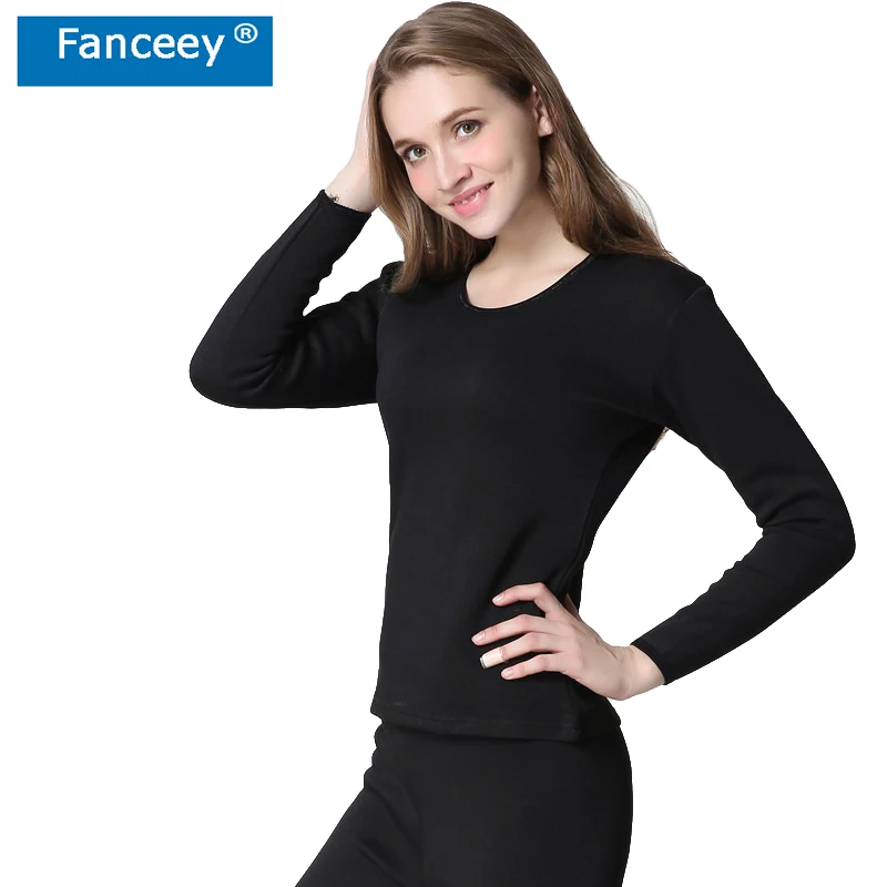 Fanceey рубашка с круглым вырезом базовый женский Термальность нижнее белье на зиму
