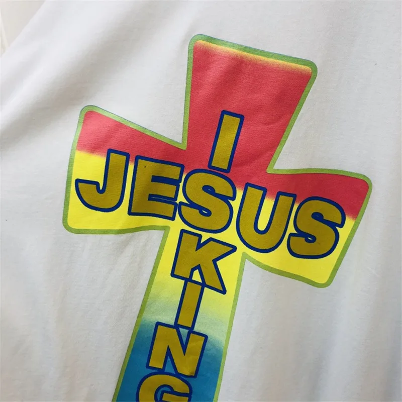 Летняя стильная футболка с принтом Jesus Is King мужские и женские футболки Kanye West Sunday