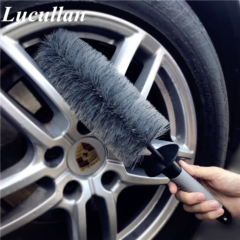 Lucullan Rubber Handle Auto Cleaning Tools Super Soft Hair Never Scratch Car Wheels Tire Rims Chrome Spokes Detailing Brush images - 6