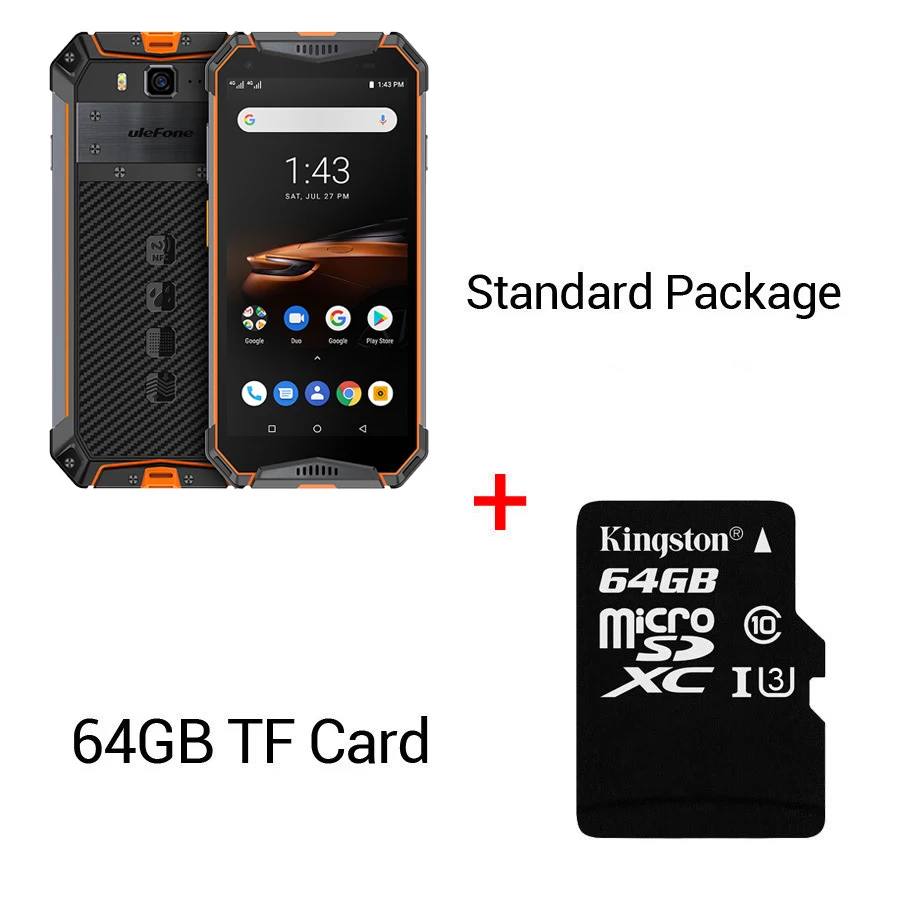 Orange N 64GB Card Ulefone Armor 3W 5," FHD+ Android 9,0 Helio P70 Octa Core 6 ГБ 64 Гб Смартфон 21 МП 10300 мАч 4G OTG NFC мобильный телефон - Цвет: Orange N 64GB Card