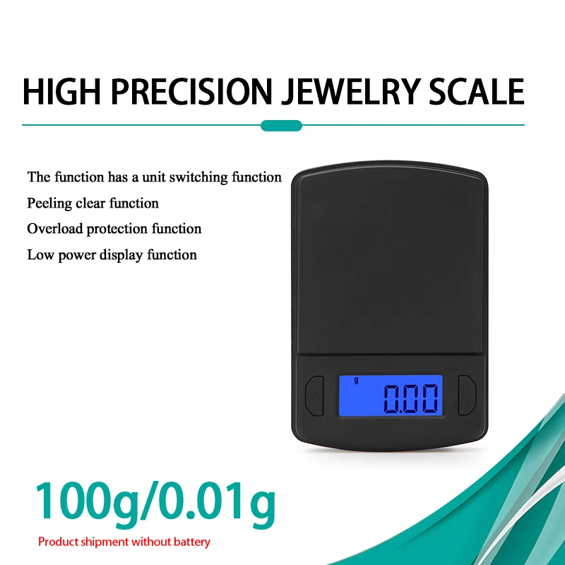 100g-0.01g Портативные мини-весы для ювелирных изделий 100/200/500 г 0,01/0,1 г Карманные электронные весы с подсветкой g/oz/dwt/ozt/ct/gs Сменные весы - Цвет: 100g-0.01g