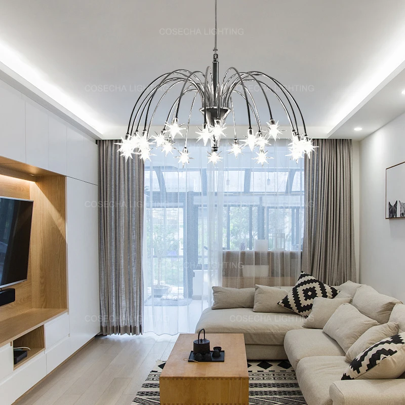 Современная Подвесная лампа в виде фейерверка светодиодный светильник