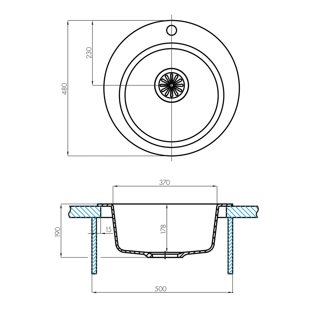 Мойка для кухни Aquaton Иверия 1A711032IV210 круглая графит |