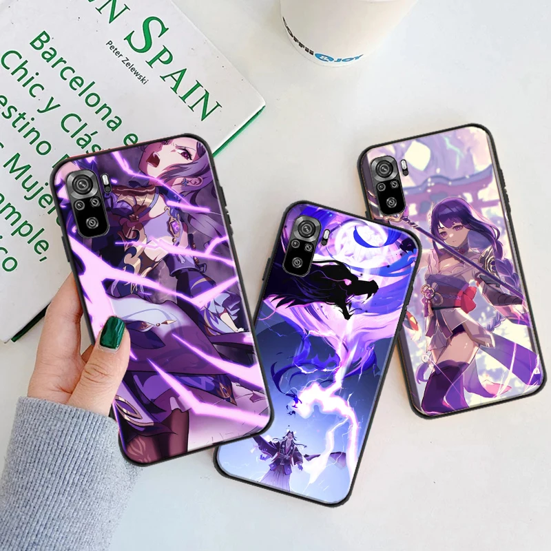 

Genshin Impact Phone Case For Xiaomi Redmi 9 9i 9AT 9T 9A 9C 10X 4G 5G Note 10T 5G 10S 10 5G Cute Raiden Ei Soft TPU Back Cover