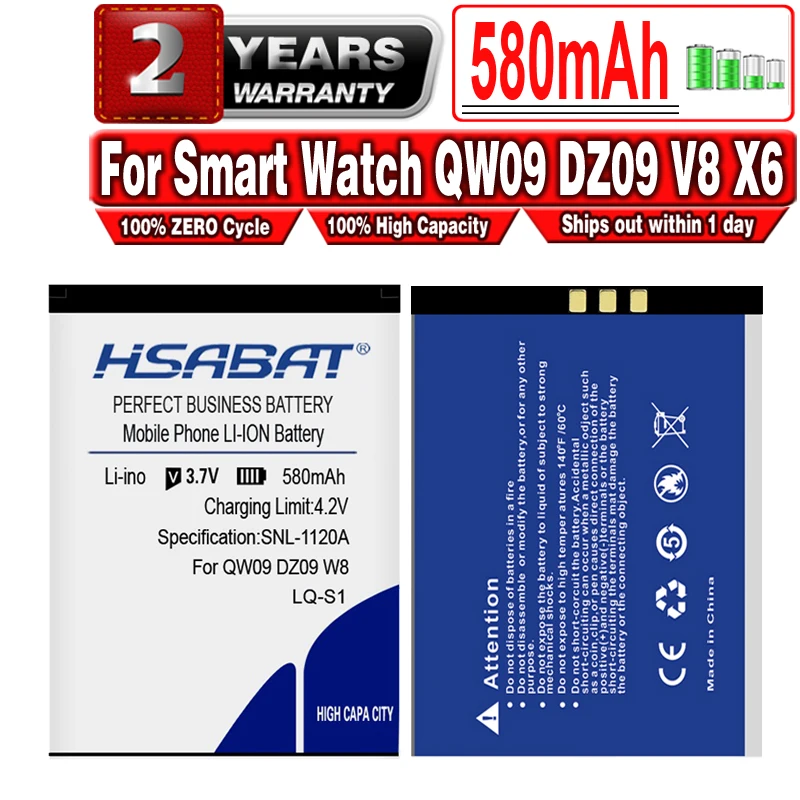 Аккумулятор для смарт-часов LQ-S1 AB-S1 LQ-A1, JHCY-S1, 580 мАч, QW09, DZ09, W8, DZ09,A1,V8,X6, LQ-A1, GJD, DJ-09, M9, HLX-S1, JJY-S1, GPS