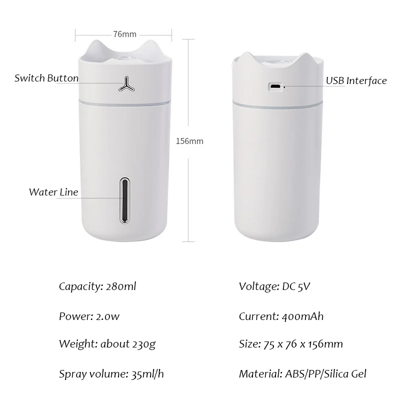 Kbaybo 280 мл креативный увлажнитель воздуха для кошек Арома эфирное масло диффузор