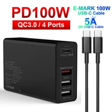 URVNS 100W USB C PD Charger Type C USB 4 Port Charge Station for Samsung iPhone Huawei QC 3.0 Quick Wall Charger Power Adapter