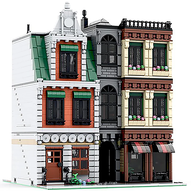 

Toys 4166 PCS MOC Street Scene DownTown City Center Building Blocks Modular Construction Block Model for Children Gift