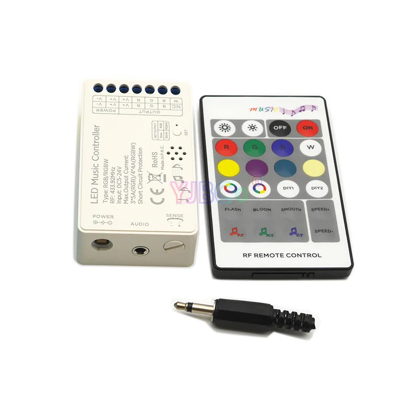 DC5V 12V 24V Audio input Wireless RF Remote Controller,LED Music Sound Control RGB Controller Dimmer RGB RGBW LED Tapes light