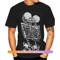 men gothic la mort tee the lovers skull shirt streetwear skeleton hug and kiss t shirt short sleeved cotton breathable tshirt