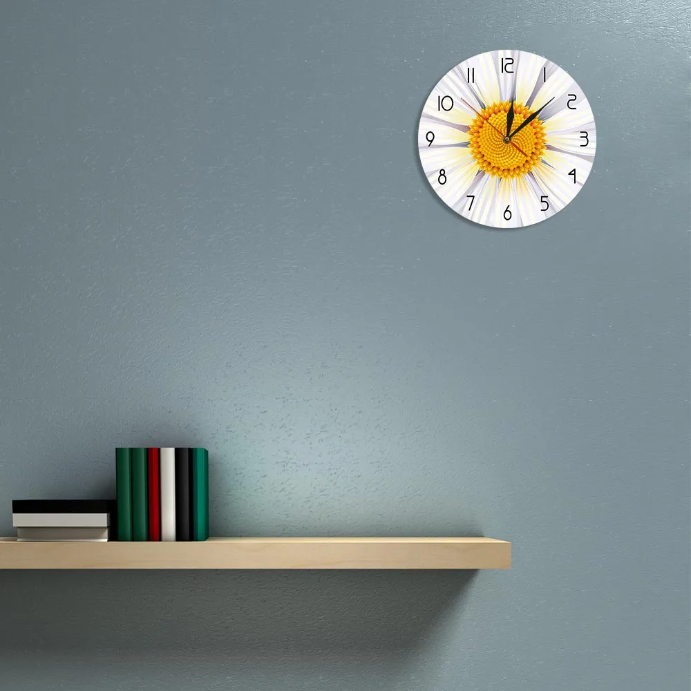 Настенные часы с белым цветком и ромашкой настенные хризантемами цветами в