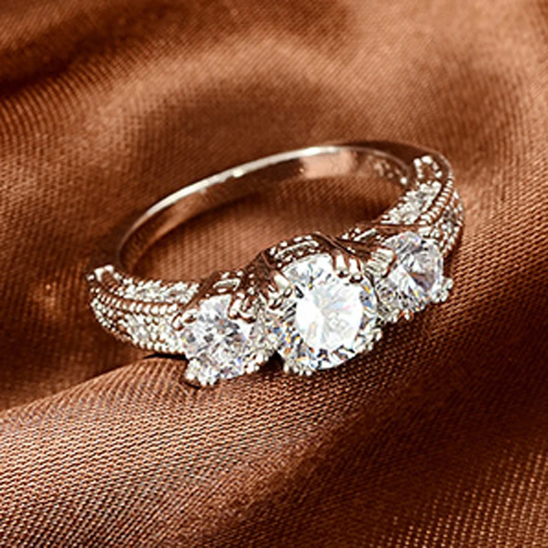 

Clearance sale Fashion Engagement Graceful White Zircon Silver Color Wedding Rings for Women Size 6 7 8 9 Christmas Gifts