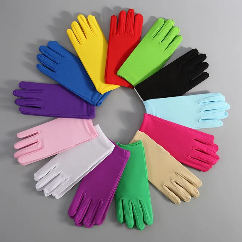 Сексуальные короткие женские перчатки из спандекса цвет черный/красный|Перчатки