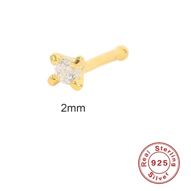 

2021 2/3/4mm Sterling Silver Small Nose Ring Stud Earrings for Women Piercing Cartilage Earings Jewelry Pendientes