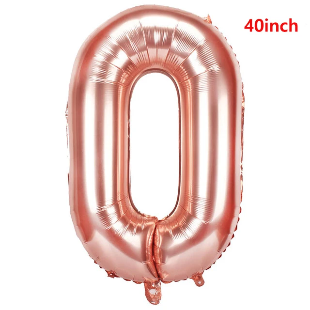 40inch Number 0 16 шт Розовый Золотой воздушный шар "Конфетти" детский душ девочка баллон гелия балоны DIY любовь свадьба день рождения шары украшения шары - Цвет: 40inch Number 0