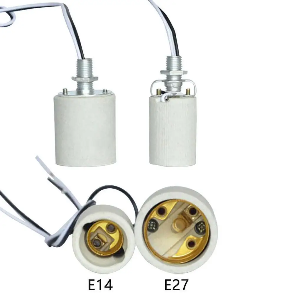 Suporte da Lâmpada Base de Cerâmica Adaptador com Cabo Resistente ao Calor para Bulbo Parafuso Durável Redondo Doméstico Soquete E27 E14 Fácil Instalar Uso 3 Base da luminária