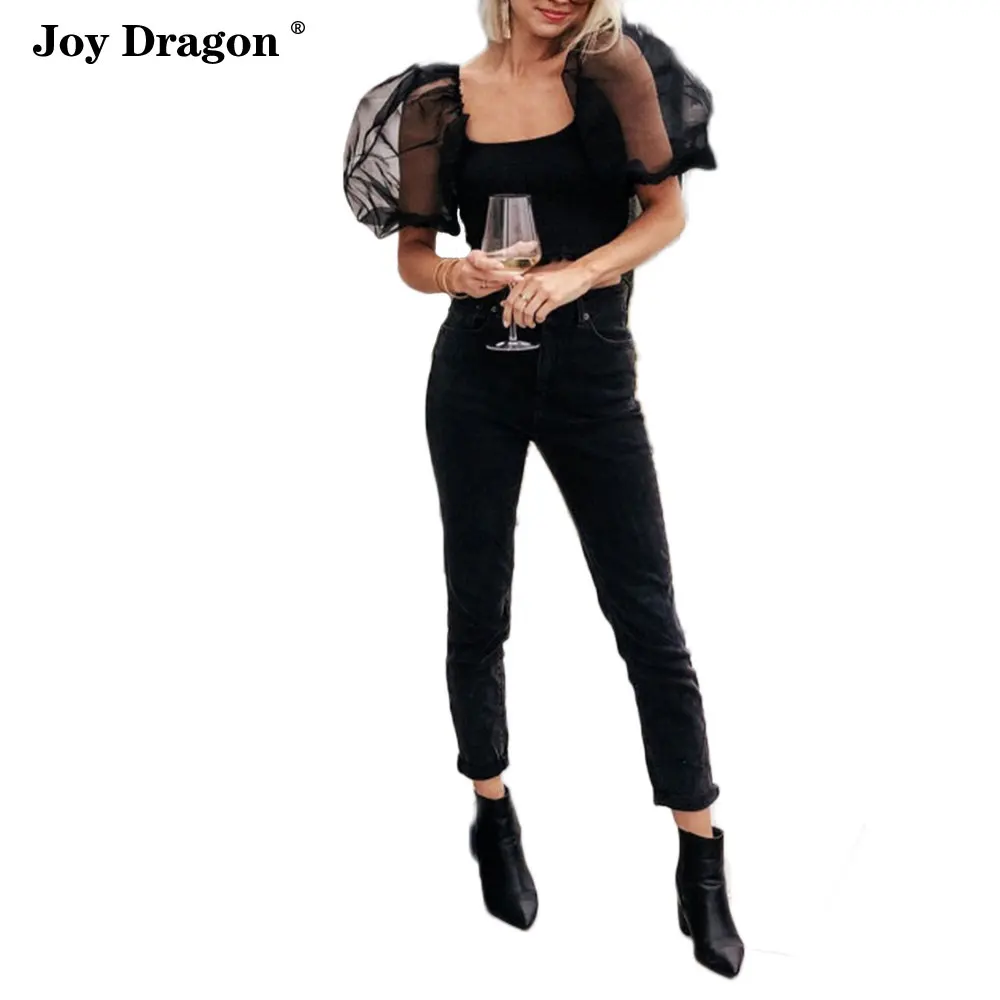 Женский модный свободный дизайнерский топ с фонариками повседневные облегающие