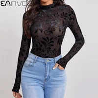 sexy women mesh lace base shirt long sleeve transparent undershirt net hollow out bottoming shirt half turtleneck tops t shirt