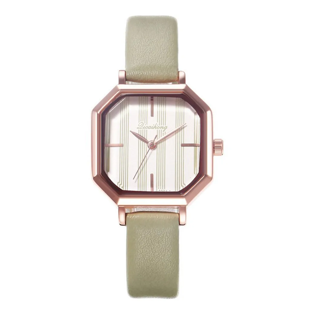 Квадратные женские часы модный кожаный ремень в виде ракушки простой полосатый