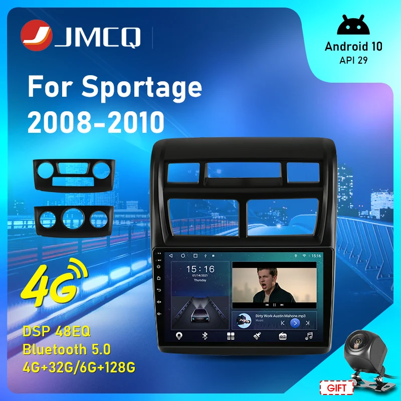 

JMCQ Car Android 10 Radio 4+32G For Kia Sportage 2008 2009 2010 Multimedia Video Player Head Unit 2Din Navigation GPS DSP Stereo