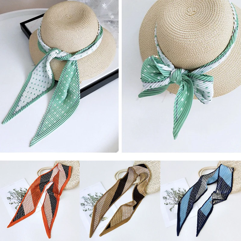 Милый хиджаб саржевый шелковый шарф шейный галстук в горошек с цветочным принтом