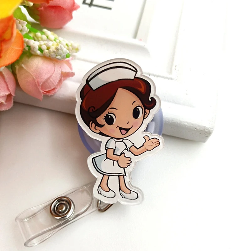 

1pc Cute Cartoon Retractable Badge Reel Nurse Doctor Exhibition Pull Key ID Name Card Badge Holder School Office Supplies