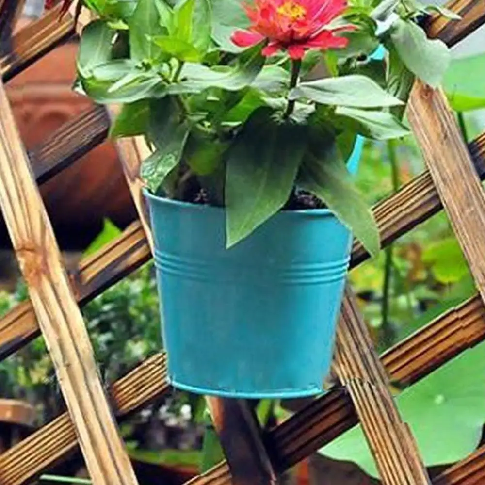 

10 Pcs Garden Metal Flower Pots Wall Hanging Bucket Herb Planter For Balcony Flower Pot Hanging Flower Metal Iron Planter