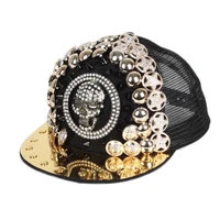 popular european and american punk style custom mens recycled material fashion metal brim rebound hats
