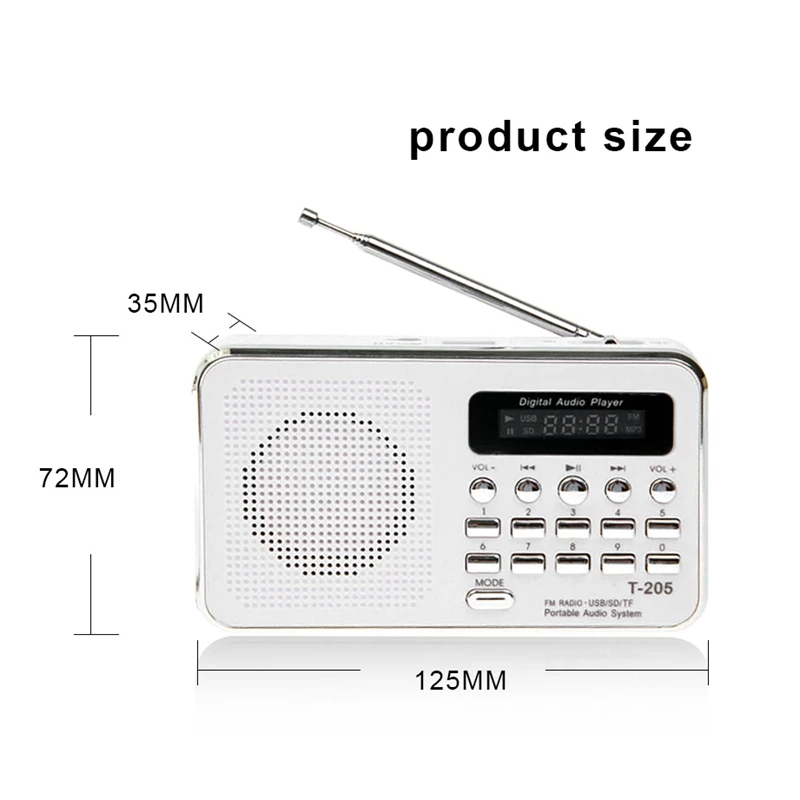Популярный портативный мини Am Fm радио стерео динамик Поддержка Sd/Tf карты с Usb |