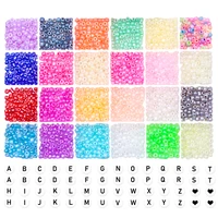 2mm 24 colors glass seed beads with alphabet letter beads small craft beads supplies kit for diy bracelet jewelry making