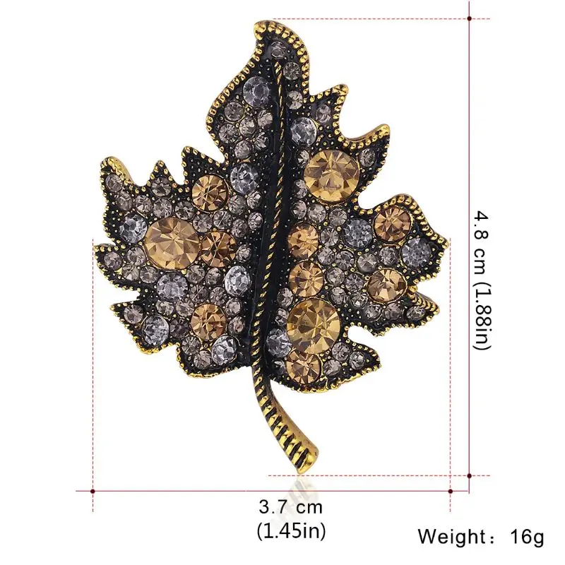 Простая инкрустация кленового листа брошь из сплава со стразами элегантные