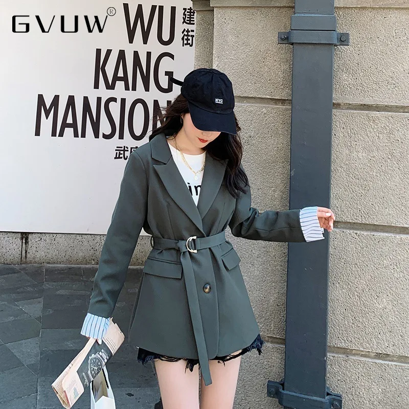 

Осень 2021 новый короткий костюм корейский свободный и Тонкий Повседневный однобортный закрывающий Топ с поясом