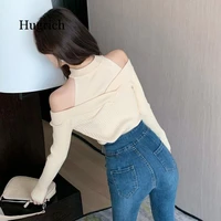 Knit Sweater Korean 2020 Casual Off Shoulder Spring Women Tops Long Sleeve Pullover Slim Blusas