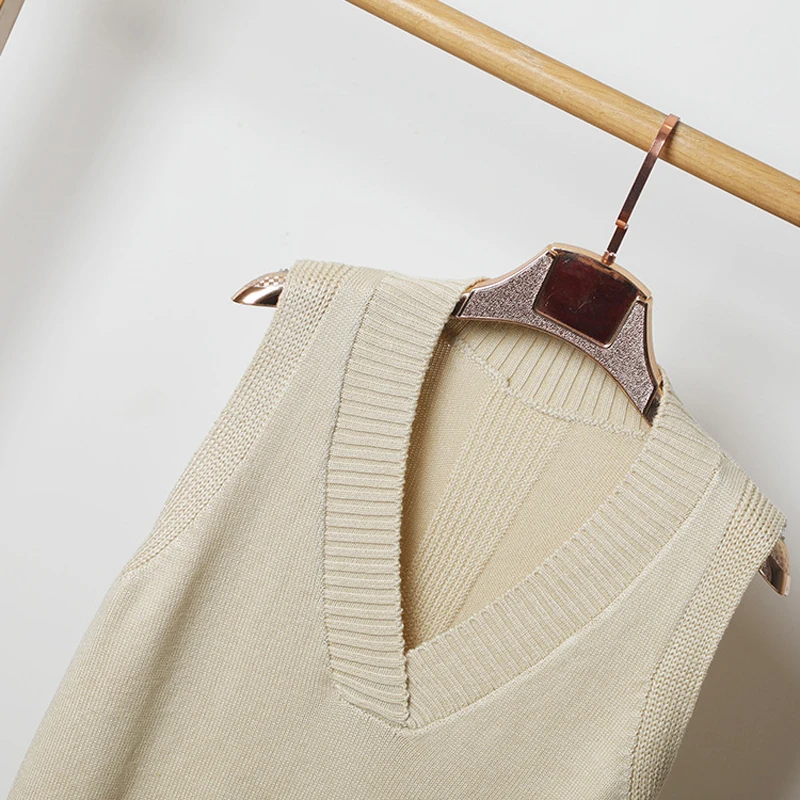 Women Knitted Sweaters Korean Style Sleeveless Vest Pullover Women's Sweater Jumpers Abrigos Mujer Invierno 2022 Sweter C8998 | Женская
