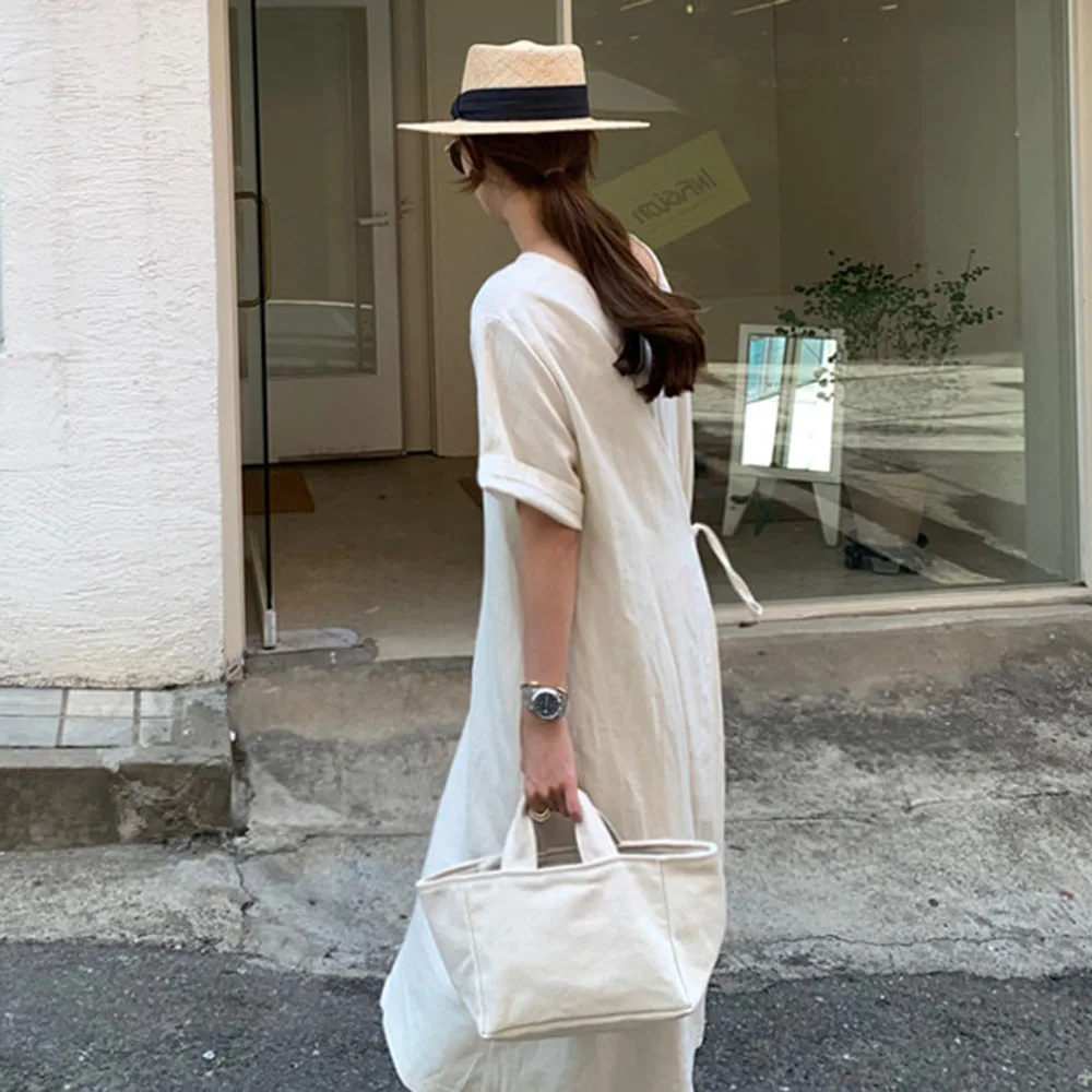 Женское длинное платье в корейском и японском стиле повседневное свободное