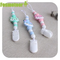 fosmeteor custom baby diy personalize name silicone fox beaded pacifier chain holder for nipples teether soother chew toy