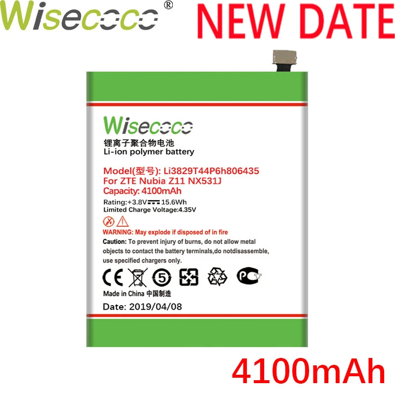 WISECOCO 4100 мАч Li3829T44P6h806435 батарея для zte Nubia Z11 NX531J M2 lite телефон последняя продукция батарея+ номер отслеживания
