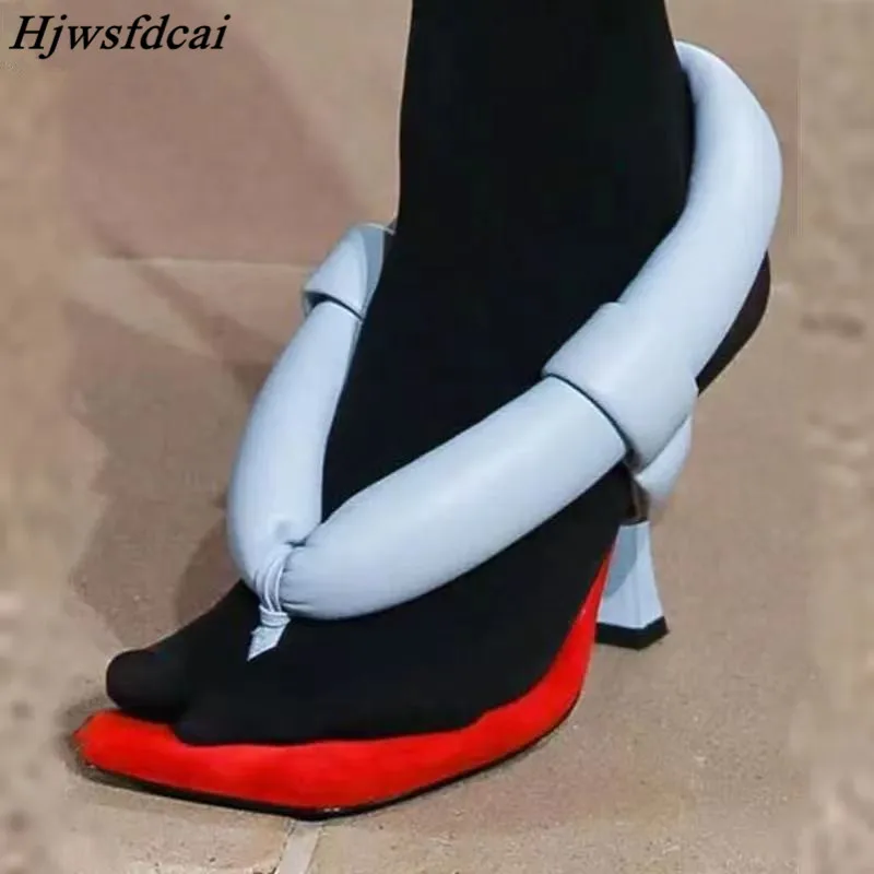 

Hjwsfdcai 2021 Brand Sandals Square Open Toe Fashion High Heels Women Shoe Sexy Clip Toe Mix Colors Sandals Summer Runway Shoes