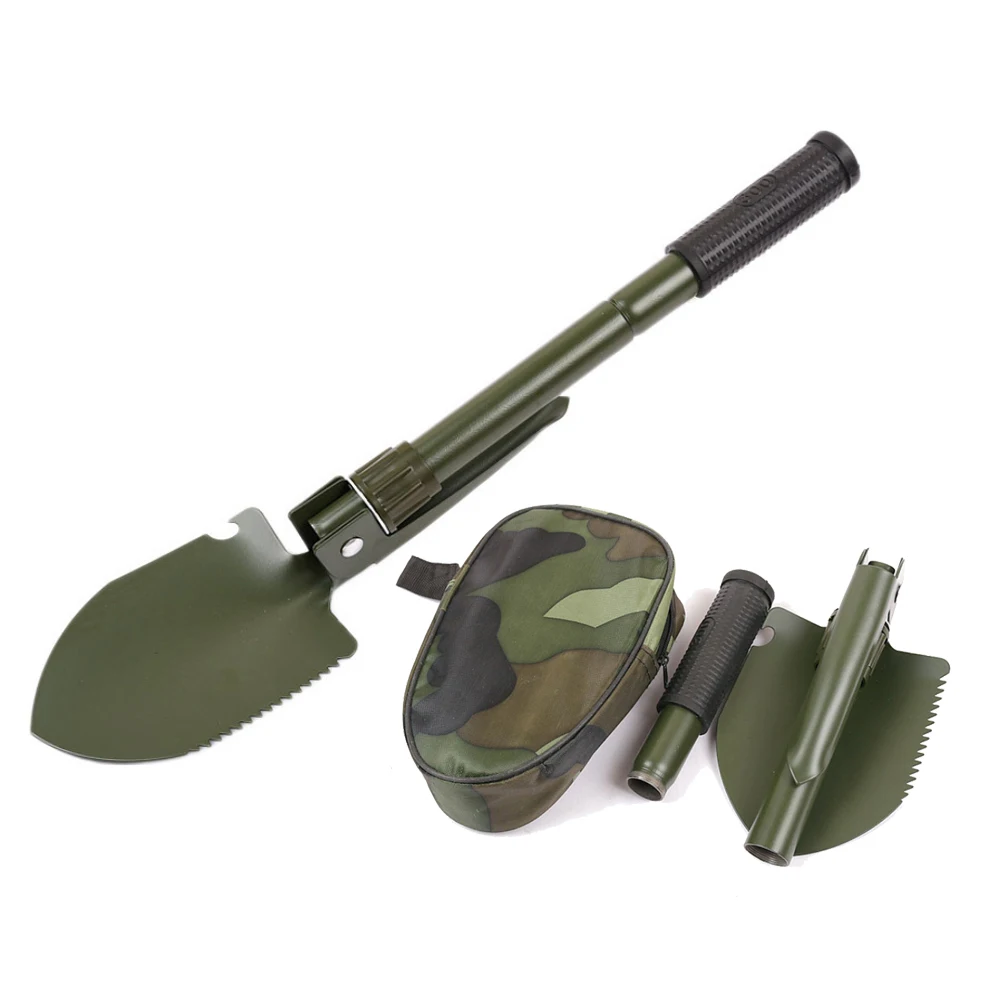 

Многофункциональная лопата для кемпинга на открытом воздухе, складная лопата, оснащенная мини-лопаткой-трубой армейского зеленого цвета